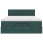 Preview: Ottoman-Bett mit Matratze & LEDs Dunkelgrün 140x190 cm Samt