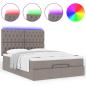 Preview: Ottoman-Bett mit Matratze & LEDs Taupe 140x190 cm Stoff