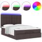 Preview: Ottoman-Bett mit Matratze & LEDs Dunkelbraun 140x190 cm Stoff