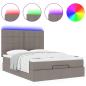 Preview: Ottoman-Bett mit Matratze & LEDs Taupe 140x190 cm Stoff