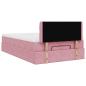 Preview: ARDEBO.de - Ottoman-Bett mit Matratze & LEDs Rosa 120x200 cm Samt
