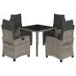 Preview: 5-tlg. Garten-Essgruppe mit Kissen Grau Poly Rattan