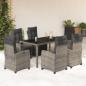 Preview: ARDEBO.de - 7-tlg. Garten-Essgruppe mit Kissen Grau Poly Rattan