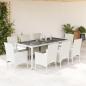 Preview: ARDEBO.de - 9-tlg. Garten-Essgruppe mit Kissen Weiß Poly Rattan und Glas