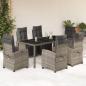 Preview: ARDEBO.de - 7-tlg. Garten-Essgruppe mit Kissen Grau Poly Rattan