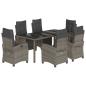 Preview: 7-tlg. Garten-Essgruppe mit Kissen Grau Poly Rattan