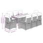 Preview: 9-tlg. Garten-Essgruppe mit Kissen Grau Poly Rattan
