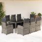 Preview: ARDEBO.de - 9-tlg. Garten-Essgruppe mit Kissen Grau Poly Rattan
