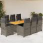 Preview: ARDEBO.de - 9-tlg. Garten-Essgruppe mit Kissen Grau Poly Rattan
