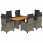 Preview: 9-tlg. Garten-Essgruppe mit Kissen Grau Poly Rattan