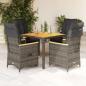 Preview: ARDEBO.de - 5-tlg. Garten-Essgruppe mit Kissen Grau Poly Rattan