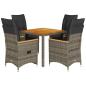 Preview: 5-tlg. Garten-Essgruppe mit Kissen Grau Poly Rattan