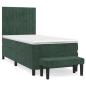 Preview: Boxspringbett mit Matratze Dunkelgrün 100x200 cm Samt