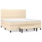 Preview: Boxspringbett mit Matratze Creme 200x200 cm Stoff