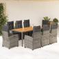 Preview: ARDEBO.de - 9-tlg. Garten-Essgruppe mit Kissen Grau Poly Rattan