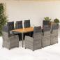 Preview: ARDEBO.de - 9-tlg. Garten-Essgruppe mit Kissen Grau Poly Rattan