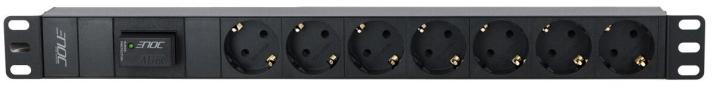 Preview: Enoc EPH 07 19" Steckdosenleiste 7-fach, ÜSS, optischer Anzeige (54577)