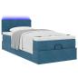 Preview: Ottoman-Bett mit Matratze & LEDs Dunkelblau 90x190 cm Samt