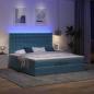 Preview: Ottoman-Bett mit Matratzen & LED Dunkelblau 200x200 cm Samt