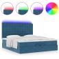 Preview: Ottoman-Bett mit Matratzen & LED Dunkelblau 200x200 cm Samt