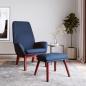 Preview: ARDEBO.de - Relaxsessel mit Hocker Blau Stoff