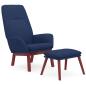Preview: Relaxsessel mit Hocker Blau Stoff