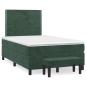 Preview: ARDEBO.de - Boxspringbett mit Matratze Dunkelgrün 120x190 cm Samt