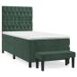 Preview: Boxspringbett mit Matratze Dunkelgrün 100x200 cm Samt