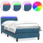 Preview: ARDEBO.de - Boxspringbett mit Matratze Dunkelblau 90x220 cm Samt
