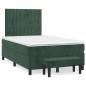Preview: ARDEBO.de - Boxspringbett mit Matratze Dunkelgrün 120x190 cm Samt