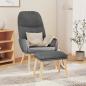 Preview: ARDEBO.de - Relaxsessel mit Hocker Hellgrau Stoff