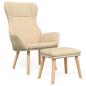 Preview: Relaxsessel mit Hocker Creme Stoff