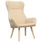 Preview: Relaxsessel mit Hocker Creme Stoff