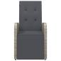 Preview: Gartensessel Verstellbar mit Kissen Grau Poly Rattan