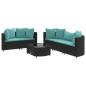 Preview: 6-tlg. Garten-Sofagarnitur mit Kissen Schwarz Poly Rattan