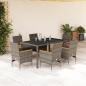 Preview: ARDEBO.de - 7-tlg. Garten-Essgruppe mit Kissen Grau Poly Rattan und Glas