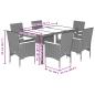 Preview: 7-tlg. Garten-Essgruppe mit Kissen Grau Poly Rattan und Glas