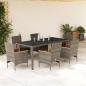 Preview: ARDEBO.de - 7-tlg. Garten-Essgruppe mit Kissen Grau Poly Rattan und Glas