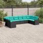 Preview: ARDEBO.de - 10-tlg. Garten-Sofagarnitur mit Kissen Schwarz Poly Rattan