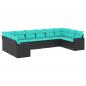 Preview: 10-tlg. Garten-Sofagarnitur mit Kissen Schwarz Poly Rattan
