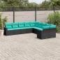 Preview: ARDEBO.de - 10-tlg. Garten-Sofagarnitur mit Kissen Schwarz Poly Rattan
