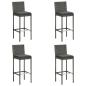 Preview: ARDEBO.de - Garten-Barhocker mit Kissen 4 Stk. Grau Poly Rattan