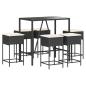 Preview: 7-tlg. Gartenbar-Set mit Kissen Schwarz Poly Rattan