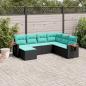 Preview: ARDEBO.de - 7-tlg. Garten-Sofagarnitur mit Kissen Schwarz Poly Rattan