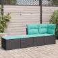 Preview: 2-tlg. Garten-Sofagarnitur mit Kissen Schwarz Poly Rattan