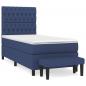 Preview: Boxspringbett mit Matratze Blau 100x200 cm Stoff