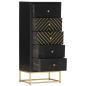 Preview: Schubladenschrank Schwarz Golden 45x30x105cm Mangoholz