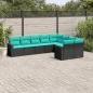 Preview: ARDEBO.de - 9-tlg. Garten-Sofagarnitur mit Kissen Schwarz Poly Rattan