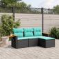 Preview: ARDEBO.de - 4-tlg. Garten-Sofagarnitur mit Kissen Schwarz Poly Rattan