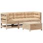 Preview: 4-tlg. Garten-Lounge-Set mit Kissen Massivholz Kiefer